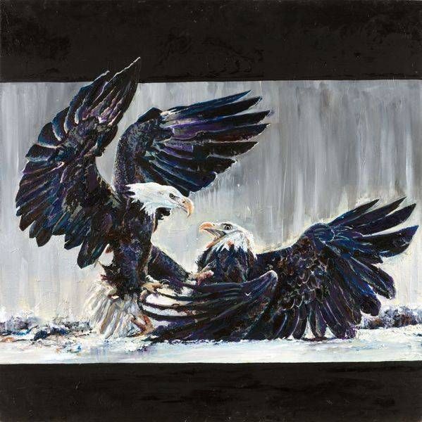 Eagles Wildlife Oil Painting by Sarah Kane