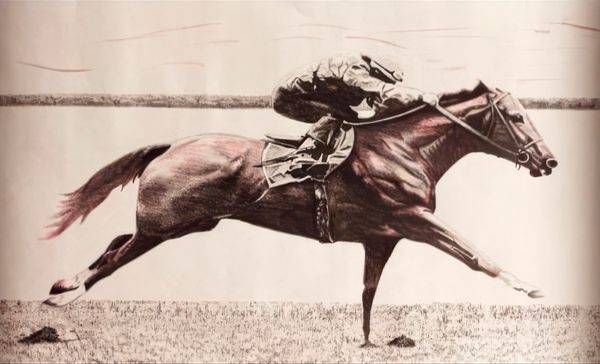 Secretariat Racehorse Painting by Sarah Kane