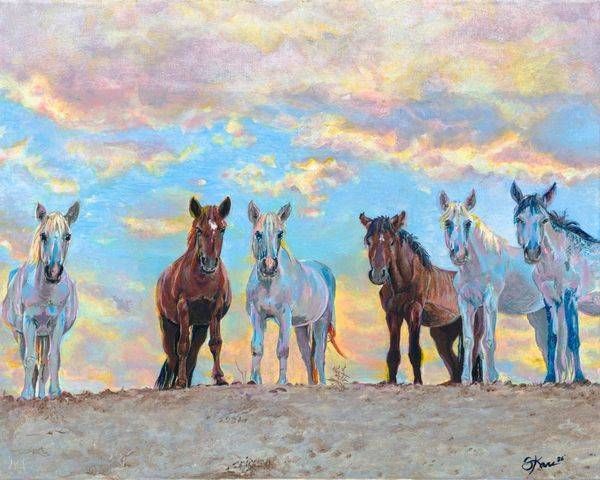 Salt River Herd of Horses Painting by Sarah Kane