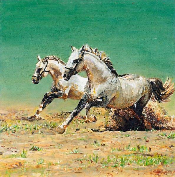 Running Horse Oil Painting by Sarah Kane