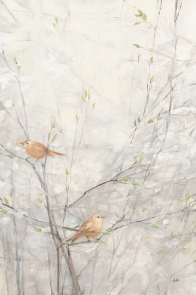 Birds in Trees II Brown -  Abstract Animals Art Print