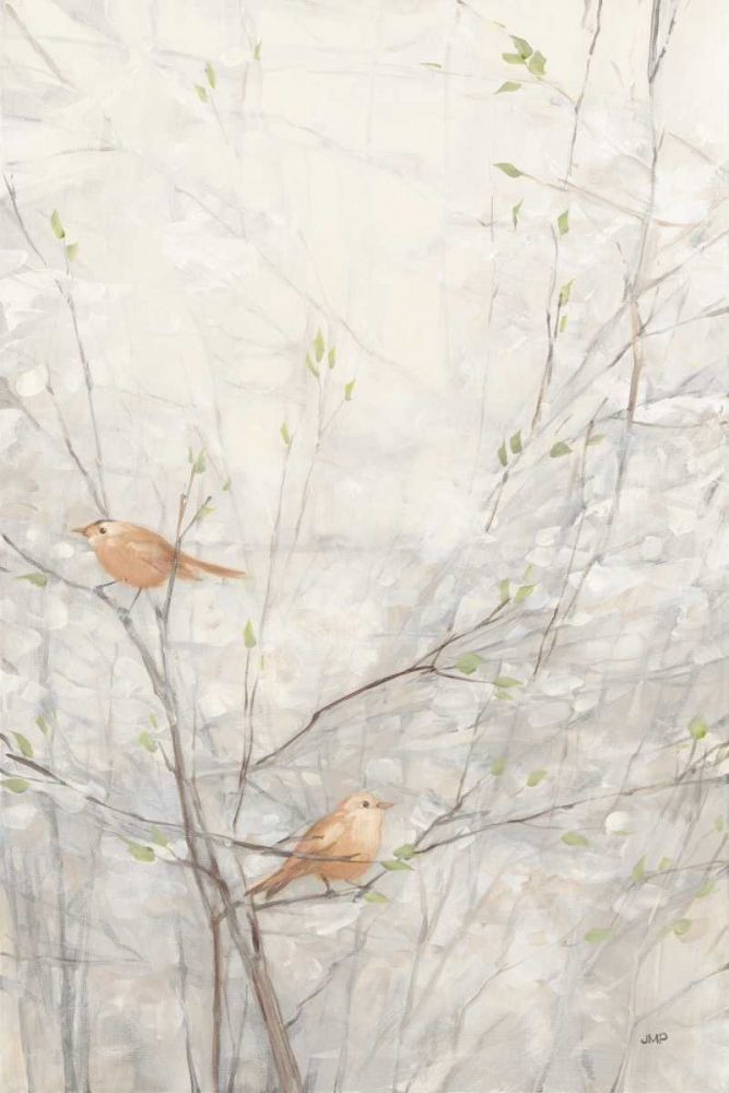 Birds in Trees II Brown -  Abstract Animals Art Print