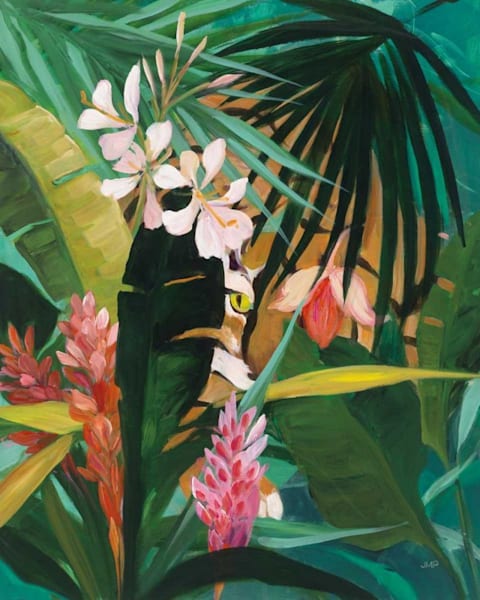 Hidden Jungle I -  Animals Floral Art Print