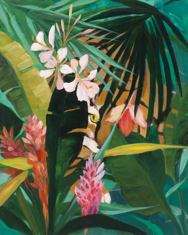 Hidden Jungle I -  Animals Floral Art Print