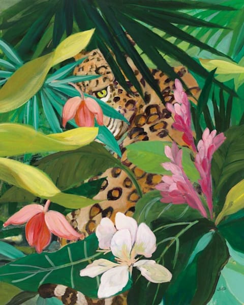 Hidden Jungle II -  Animals Floral Art Print