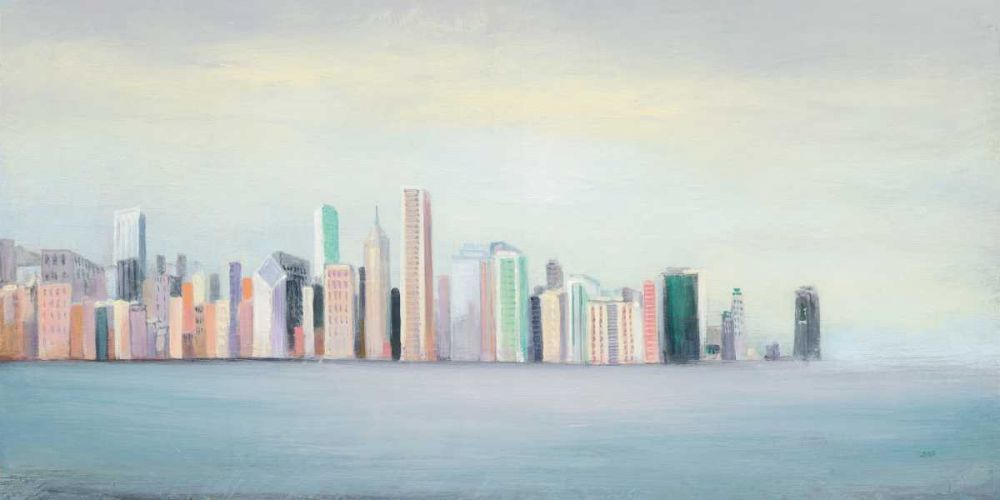 New York Skyline Blue Crop -  Places Cityscape Art Print