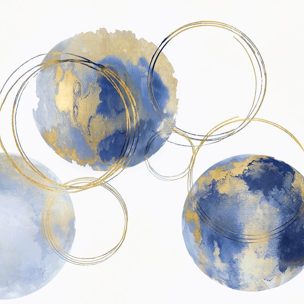 Circular Blue and Gold II -  Abstract  Art Print