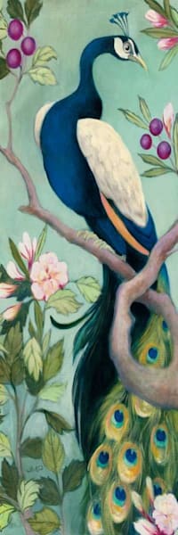 Pretty Peacock I Crop -  Animals Floral Art Print