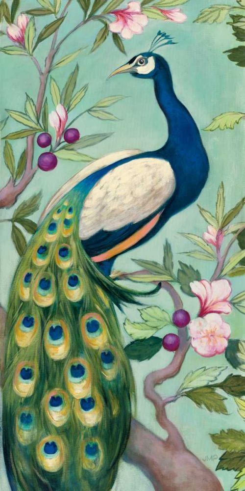 Pretty Peacock II -  Animals Floral Art Print