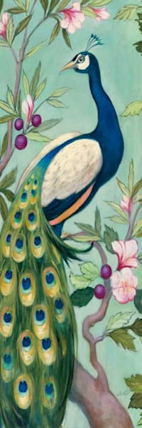 Pretty Peacock II Crop -  Animals Floral Art Print