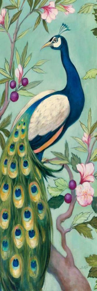 Pretty Peacock II Crop -  Animals Floral Art Print