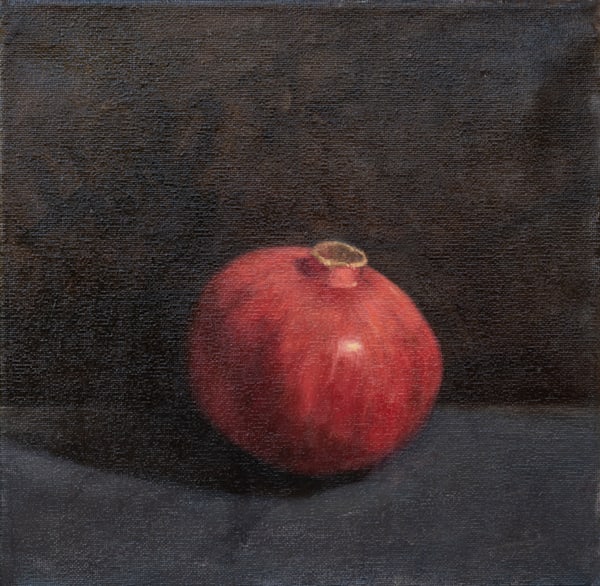 Still Life With Pomegranate: Original Oil Painting Art | Conte Artworx