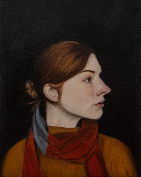 Woman In A Red Scarf Art | Conte Artworx