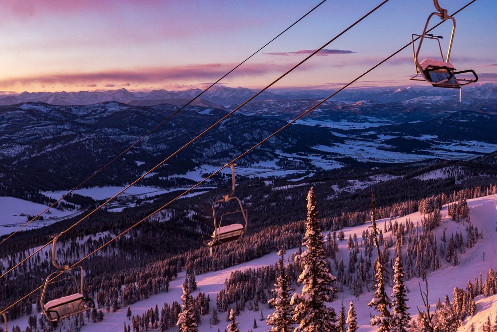 Bridger Bowl Ski Area at Sunrise