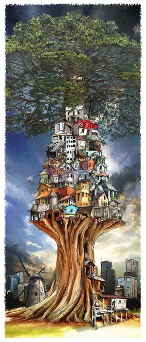 Tree Village Art | Leben Art