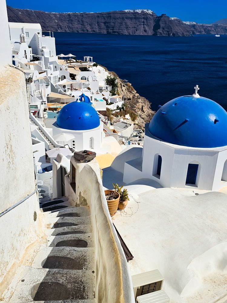 Oia Santorini Blue Domes & Stairway | Iconic Greek Island Photography by Sam Gilliss