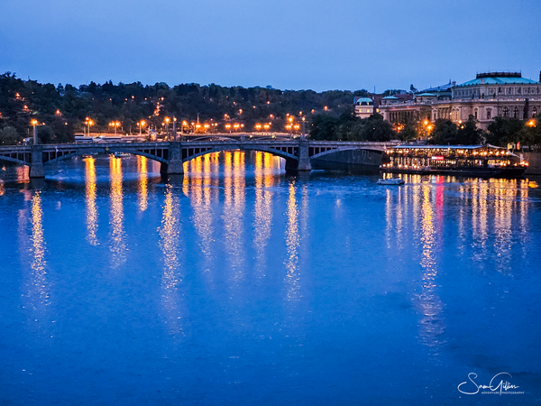 Prague's Vltava River At Night Photography Art | Sam Gilliss | Visual Arts