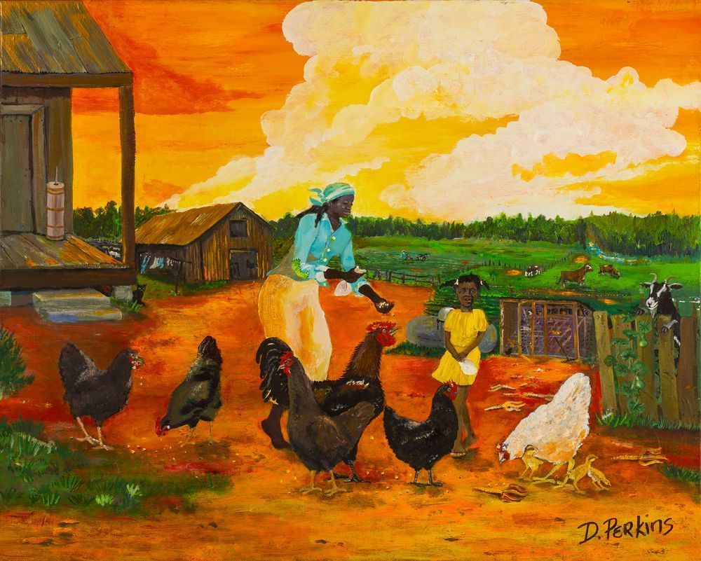 Feeding Chickens Art | Rabbit Road Art Studio