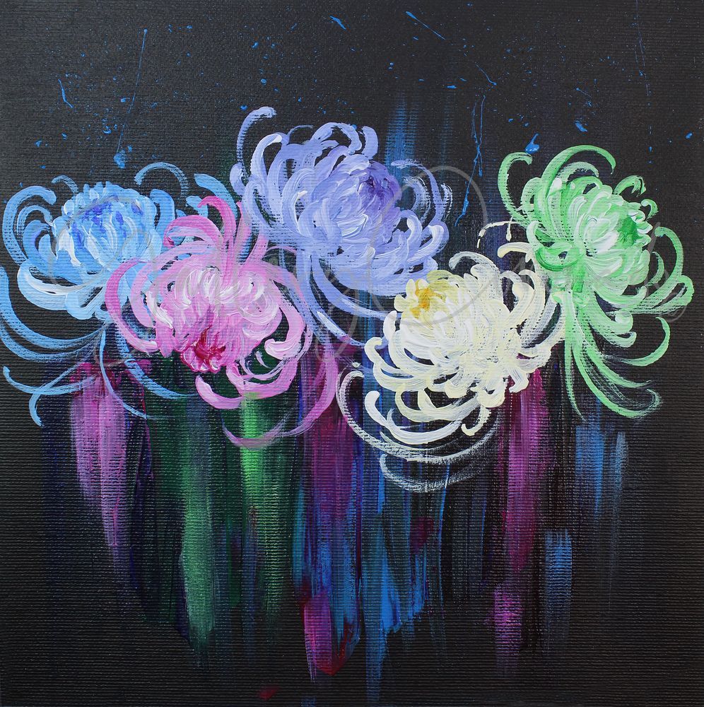 Chrysanthemums   AI Op 1231 25x25 P Art | GalleryCoronado