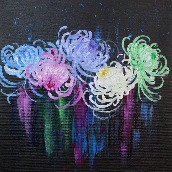 Chrysanthemums   AI Op 1231 25x25 P Art | GalleryCoronado