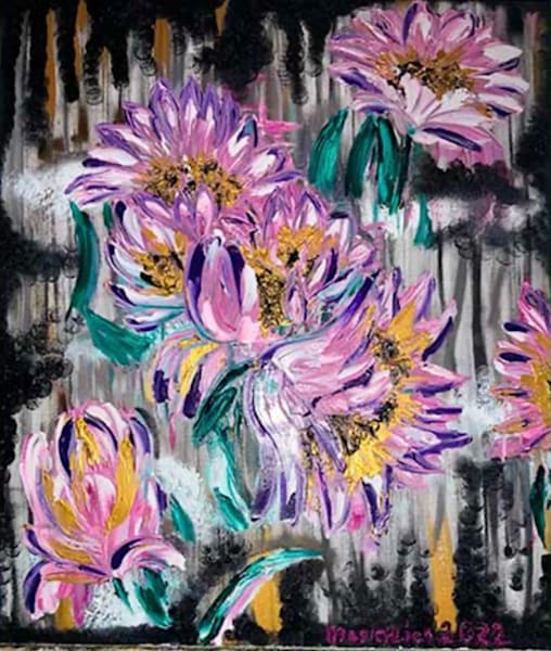"Flowers in the Mist" original painting by Magic Alice