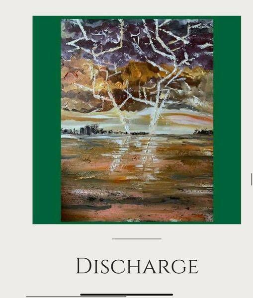 Painting titled "Discharge"