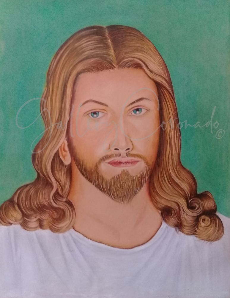 Professional Print of a portrait of Jesus.  Fine-art drawn by Rasika.