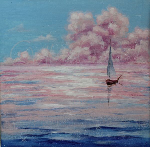 Lonely Sailboat AI Op 1238 20x20 P Art | GalleryCoronado