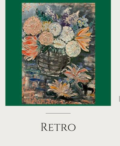 "Retro" an original oil painting by Magic Alice. A fine-art piece meant to cure and protect in a room.
