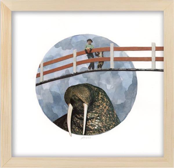 Walrus under a bridge original art