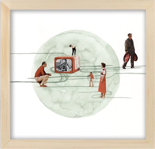 Original art of vintage television displaying a cooking show