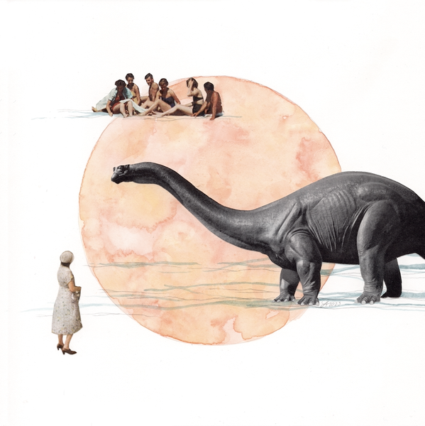 Brontosaurus with an audience original art
