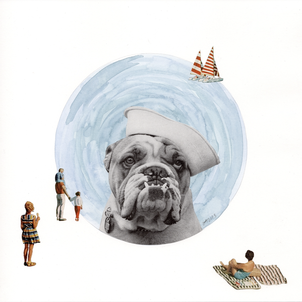 sailor dog with boats original art