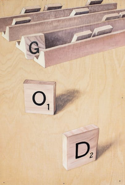 Scrabble tiles fine art print of an oil painting