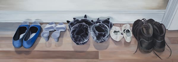 Fine art print of five pairs of shoes