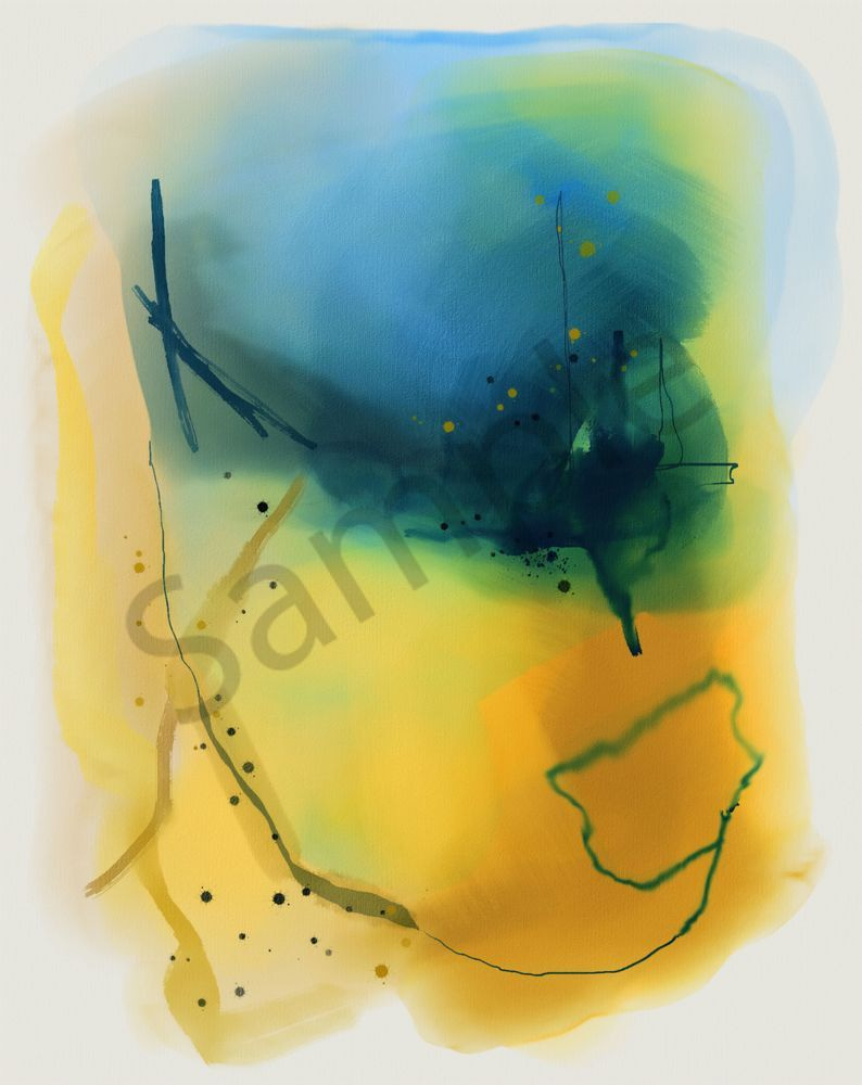 Yellow Blues Watercolor Art | Eduardo Tavares