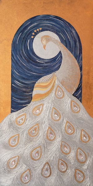 Silver Gilded Peacock