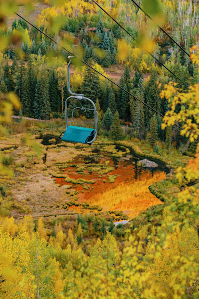 Autumn Reflection – Snowmass Colorado Chairlift and Fall Colors 