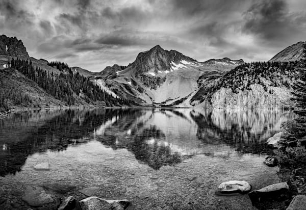 In the Shadow of Snowmass – Fine Art Black and White Print of Snowmass Lake, Colorado