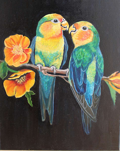  Colorful Companions - Vibrant Parrots and Flowers Artwork