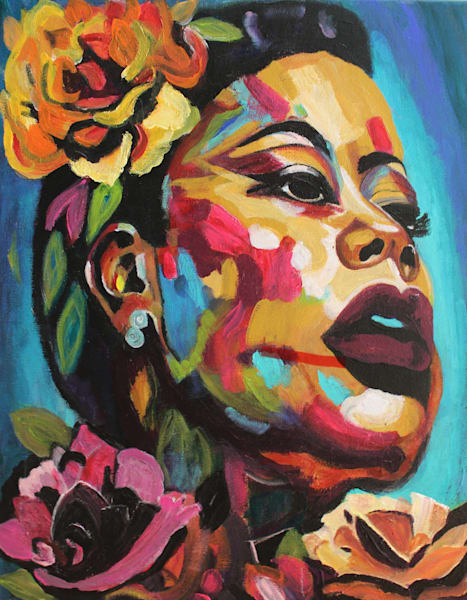 Bold Blossoms - Vibrant Portrait Inspired by Ella Fitzgerald