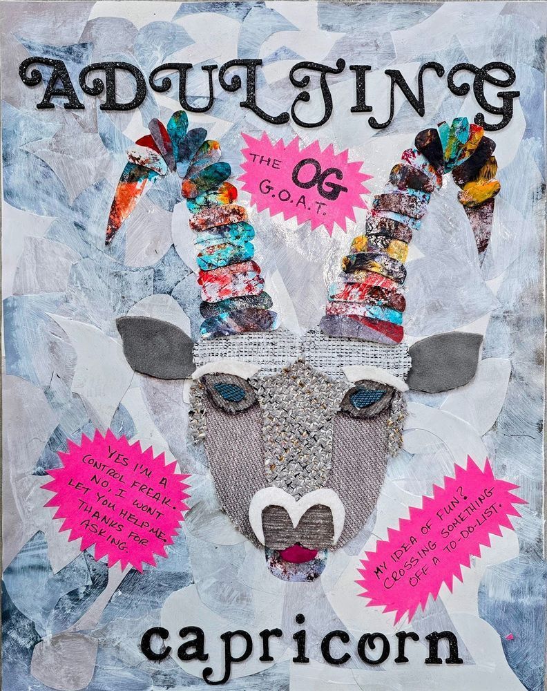Adulting Capricorn Collage Print Art | Jenn Lewis Arts