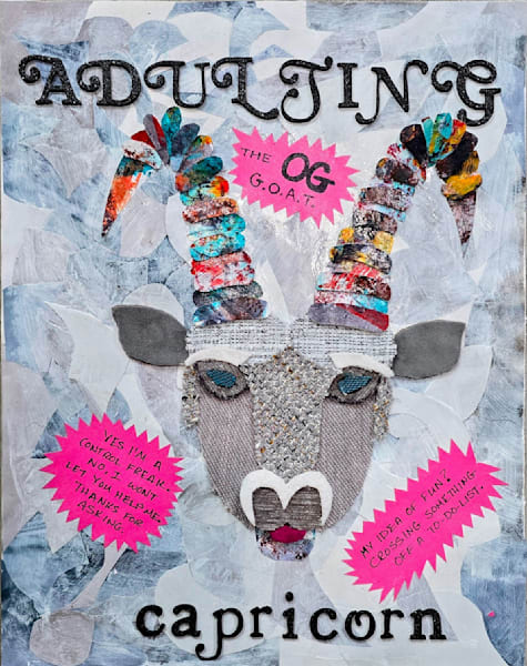 Adulting Capricorn Collage Print Art | Jenn Lewis Arts