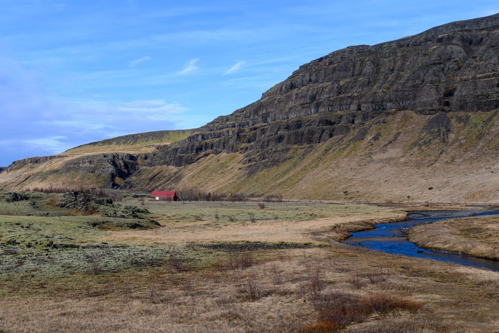 Crimson Roof in the Valley – South Iceland Print