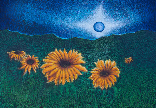 Moonrise Over Sunflowers II - Print