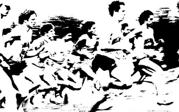 A Sprint at the Start - High Contrast Monochrome Runners