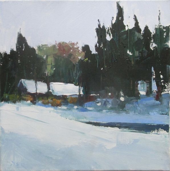 Winter on Route 202 — 12 x 12 Acrylic Landscape
