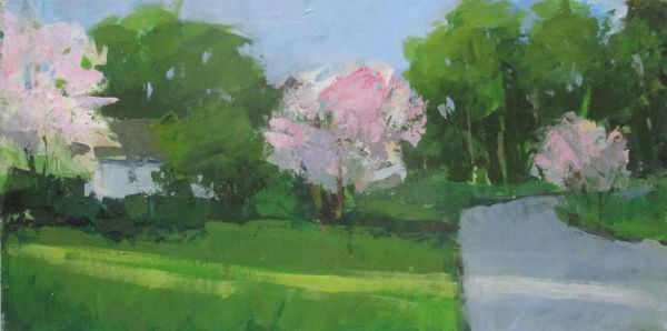 Shaft of Sunlight in Cherry Blossoms — Acrylic Landscape
