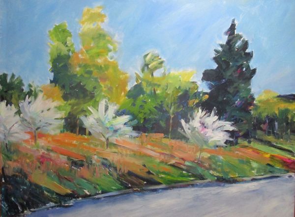 Spring Trees, Airmount Rd — Acrylic Landscape