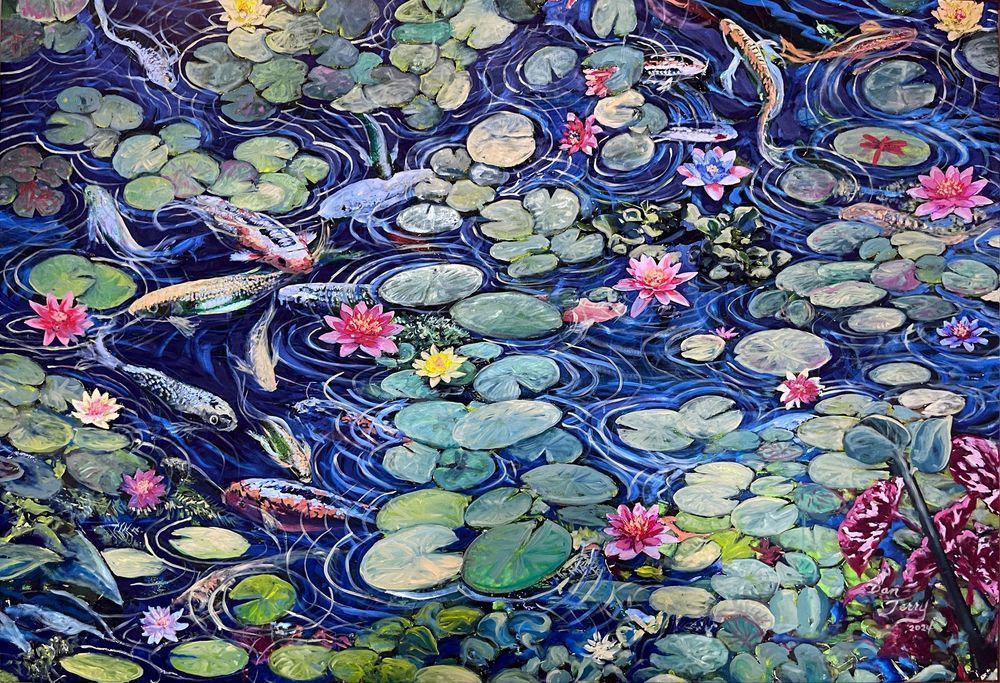 Koi Pond 4  Masterworks Lmt Ed Of 100 Wrap Art | Dan Terry